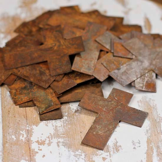 2-1/4" Primitive Rusty Tin Crosses (5 Per Pack)