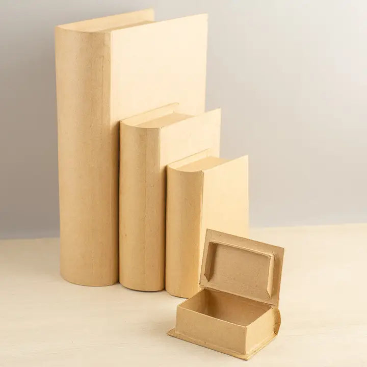 4 Piece Paper Mache Book Shaped Box Set