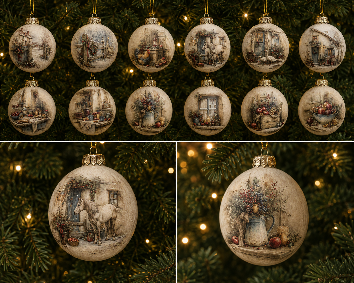 Decoupage Rice Paper - Christmas, Farm