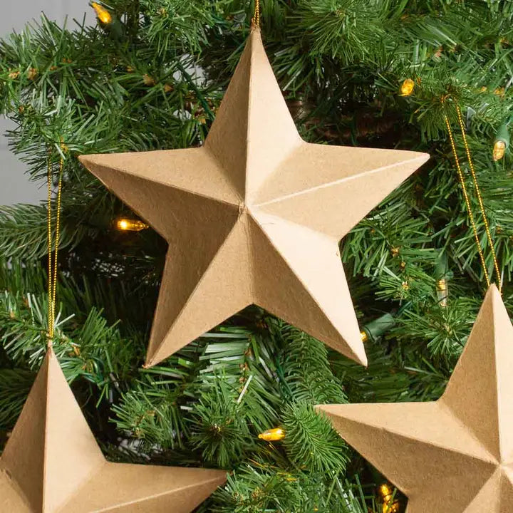 Blank Paper Mache Dimensional Star Ornament