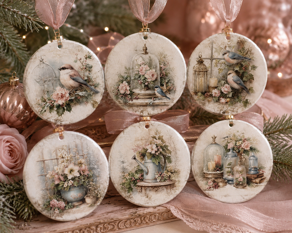 Decoupage Rice Paper - Christmas Garden Birds
