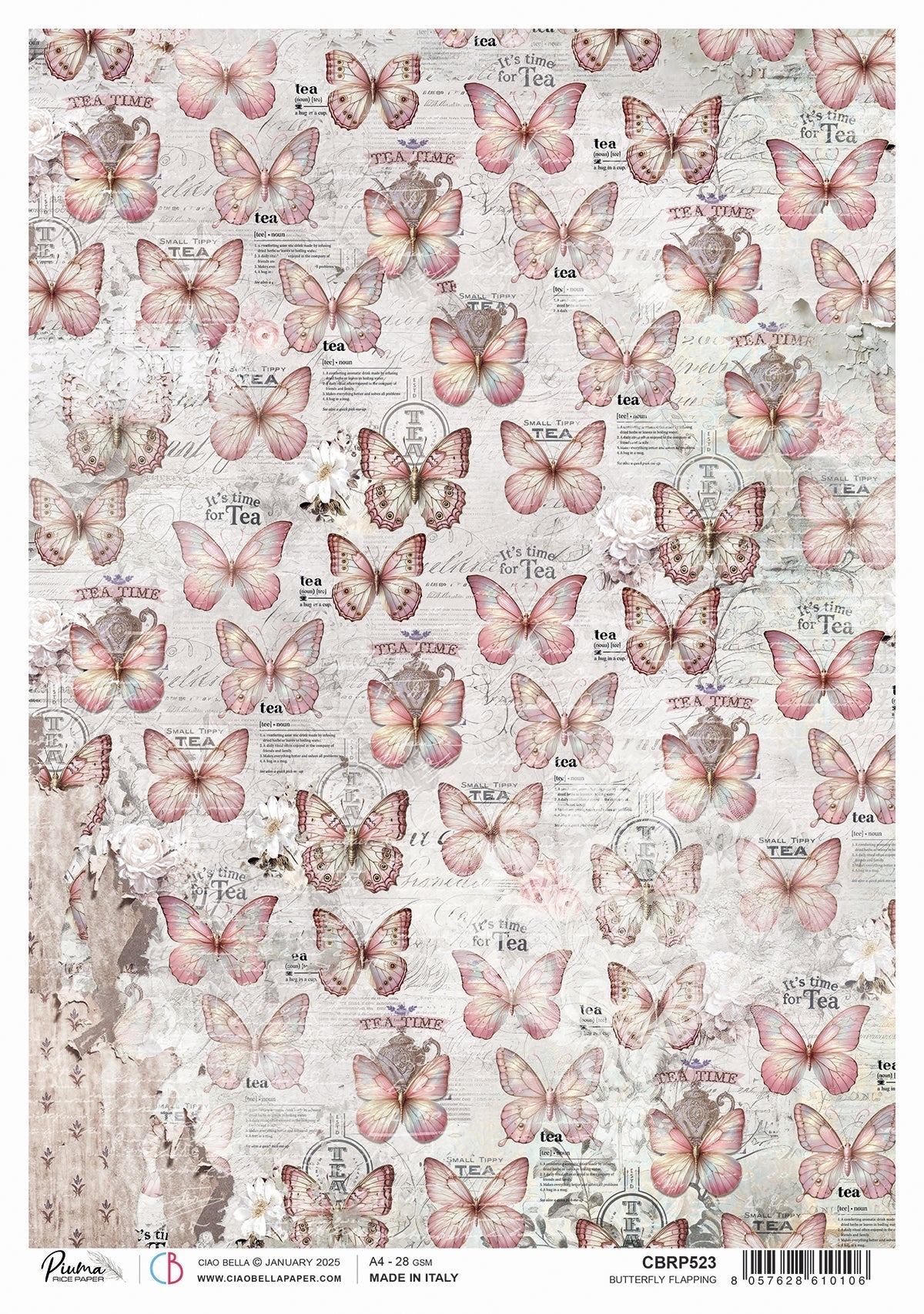 Ciao Bella A4 Rice Paper - Butterfly Flapping