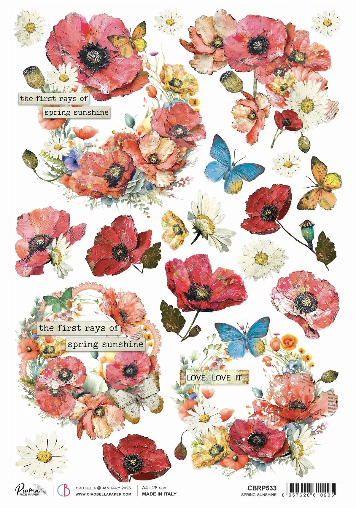 Ciao Bella A4 Rice Paper - Spring Sunshine