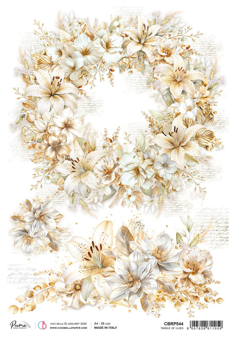 Ciao Bella A4 Rice Paper - Tangle of Lilies