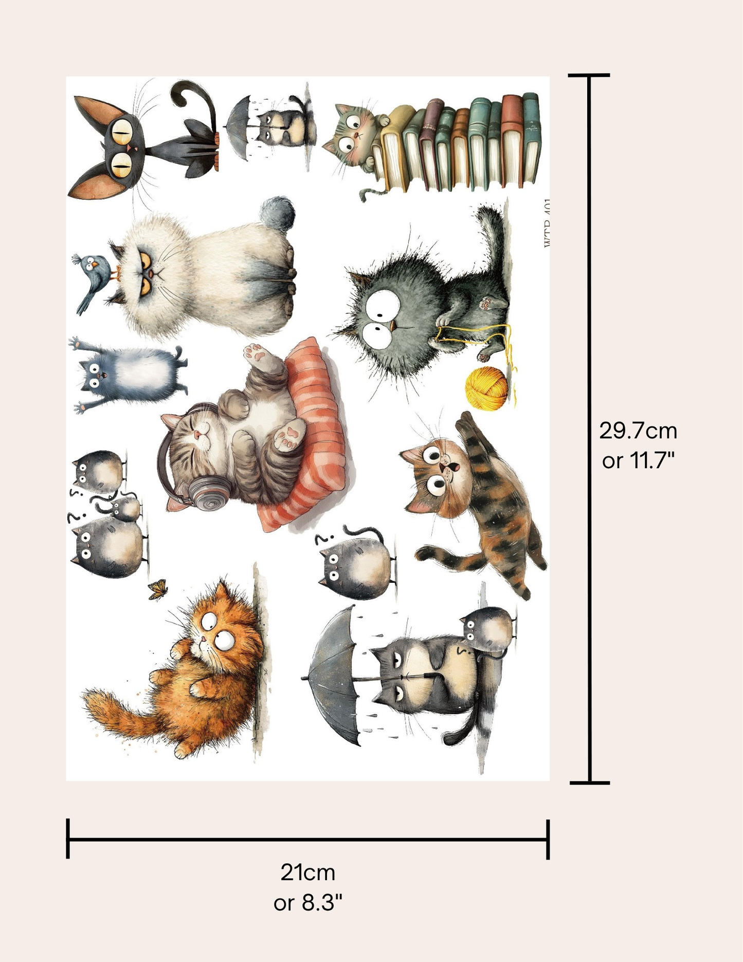 Wet Transfers A4- Funny Cats
