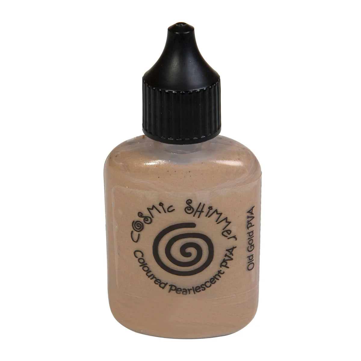 Bottle of Cosmic Shimmer paint with a black cap on a white background