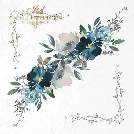 Decoupage Mini Rice Paper Set - Blue Flowers