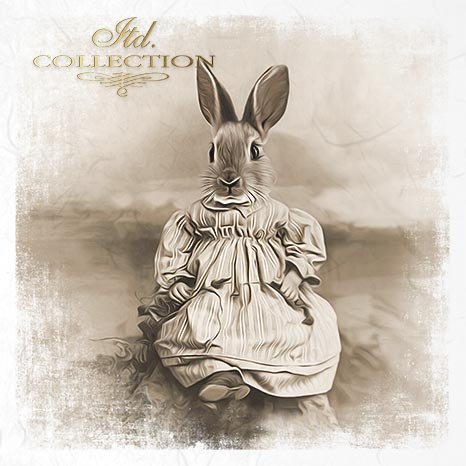 Decoupage Mini Rice Paper Set - Rabbits in Costume