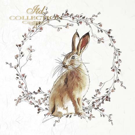 Decoupage Mini Rice Paper Set - Rabbits in Wreaths