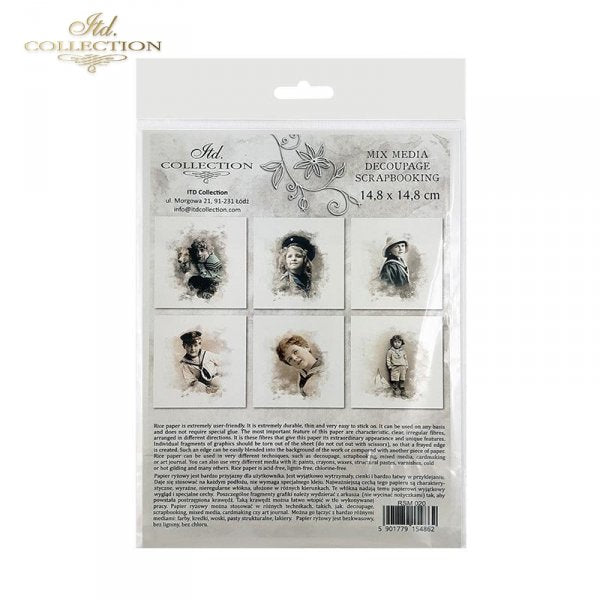 Decoupage Mini Rice Paper Set - Retro Portraits