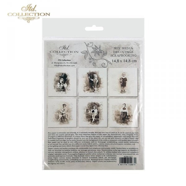 Decoupage Mini Rice Paper Set - Retro Portraits II