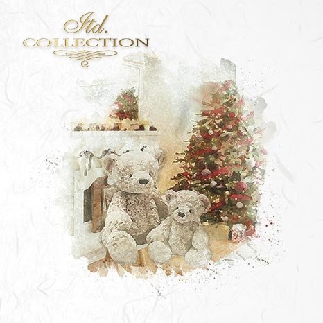 Decoupage Mini Rice Paper Set - Teddy Bear Christmas