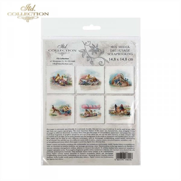 Decoupage Mini Rice Paper Set - Travelling Chickens