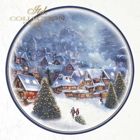 Decorative plate with a winter village scene