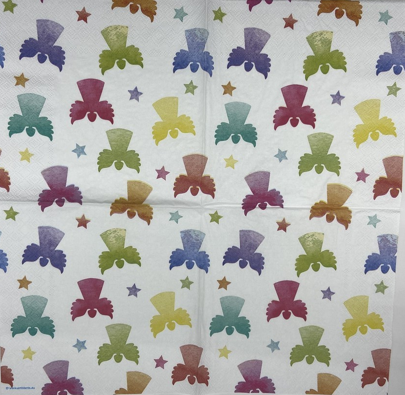 Decoupage Napkins 6.5" (2pcs)- Angel Silhouettes Colourful