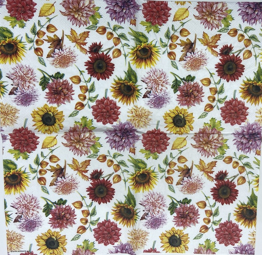 Decoupage Napkins 6.5" (2pcs)- Autumn Blooming