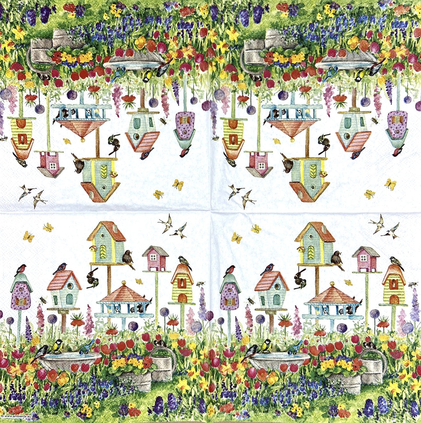Decoupage Napkins 6.5" (2pcs)- Birdhouses