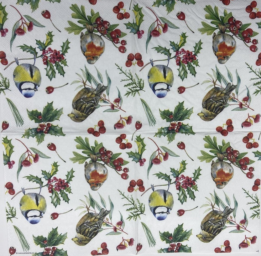 Decoupage Napkins 6.5" (2pcs)- Birds in Winter