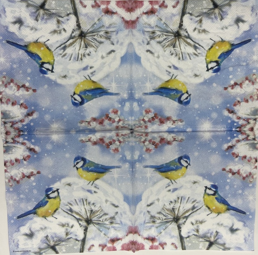 Decoupage Napkins 6.5" (2pcs)- Birds in the Snow
