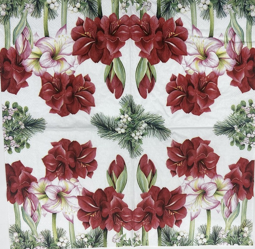 Decoupage Napkins 6.5" (2pcs)- Blooming Amaryllis White