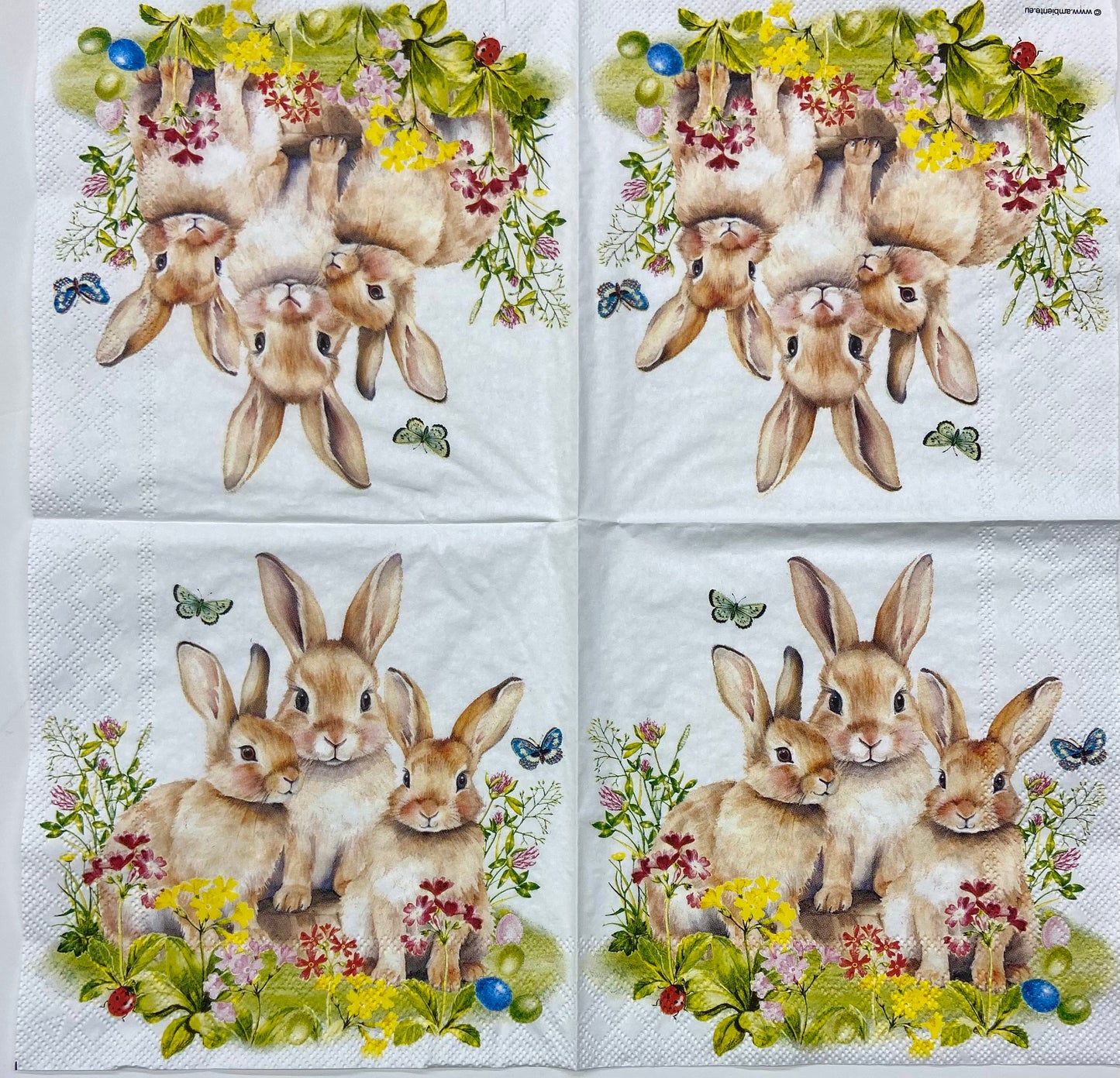 Decoupage Napkins 6.5" (2pcs)- Bunny Family