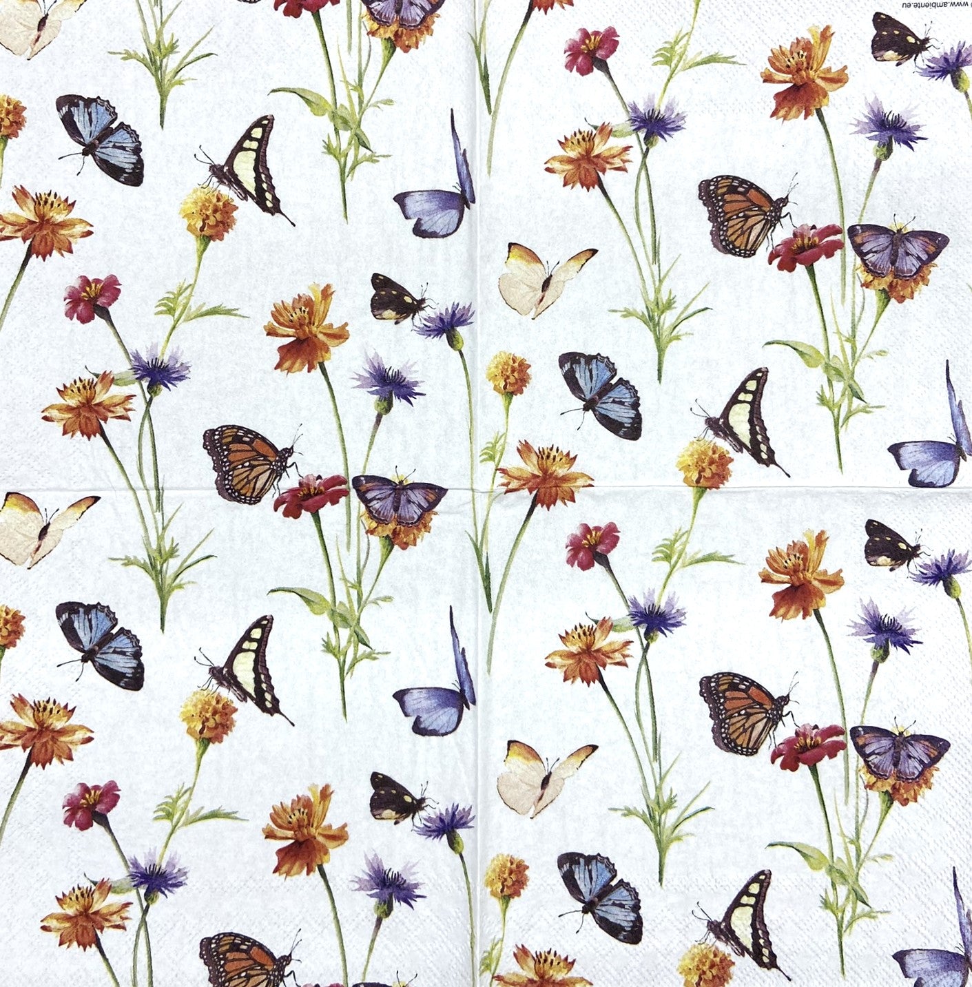 Decoupage Napkins 6.5" (2pcs)- Butterfly Garden