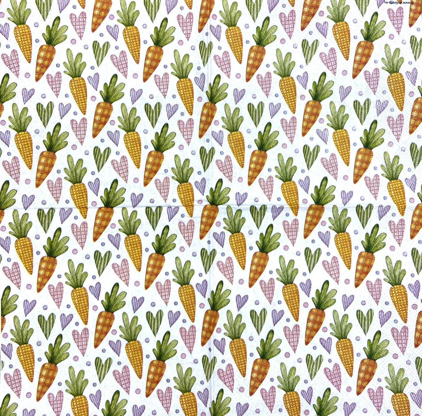 Decoupage Napkins 6.5" (2pcs)- Carrots and Hearts