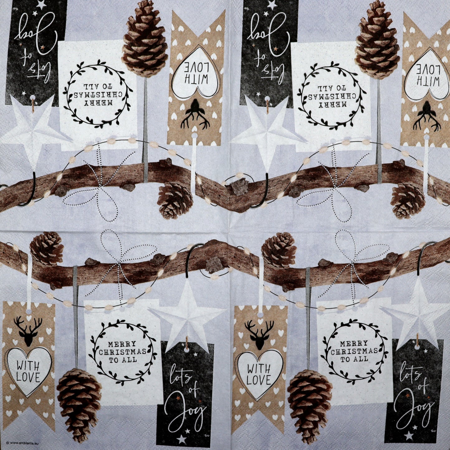 Decoupage Napkins 6.5" (2pcs)- Christmas Hangtags