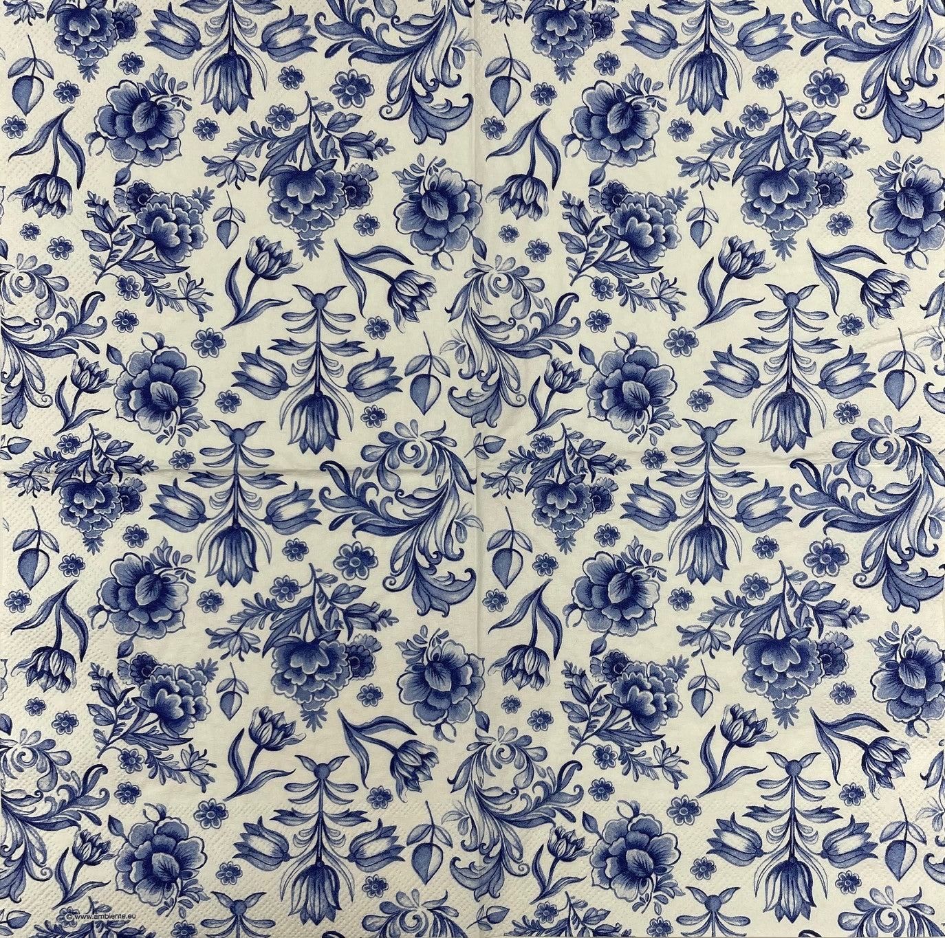Decoupage Napkins 6.5" (2pcs)- Delft Blue Flowers