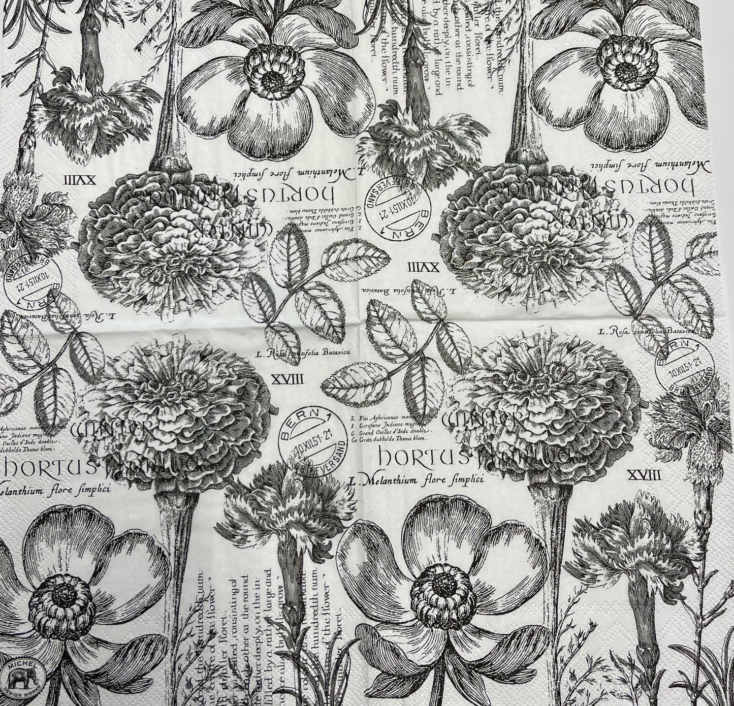 Decoupage Napkins 6.5" (2pcs)- Flower Noir