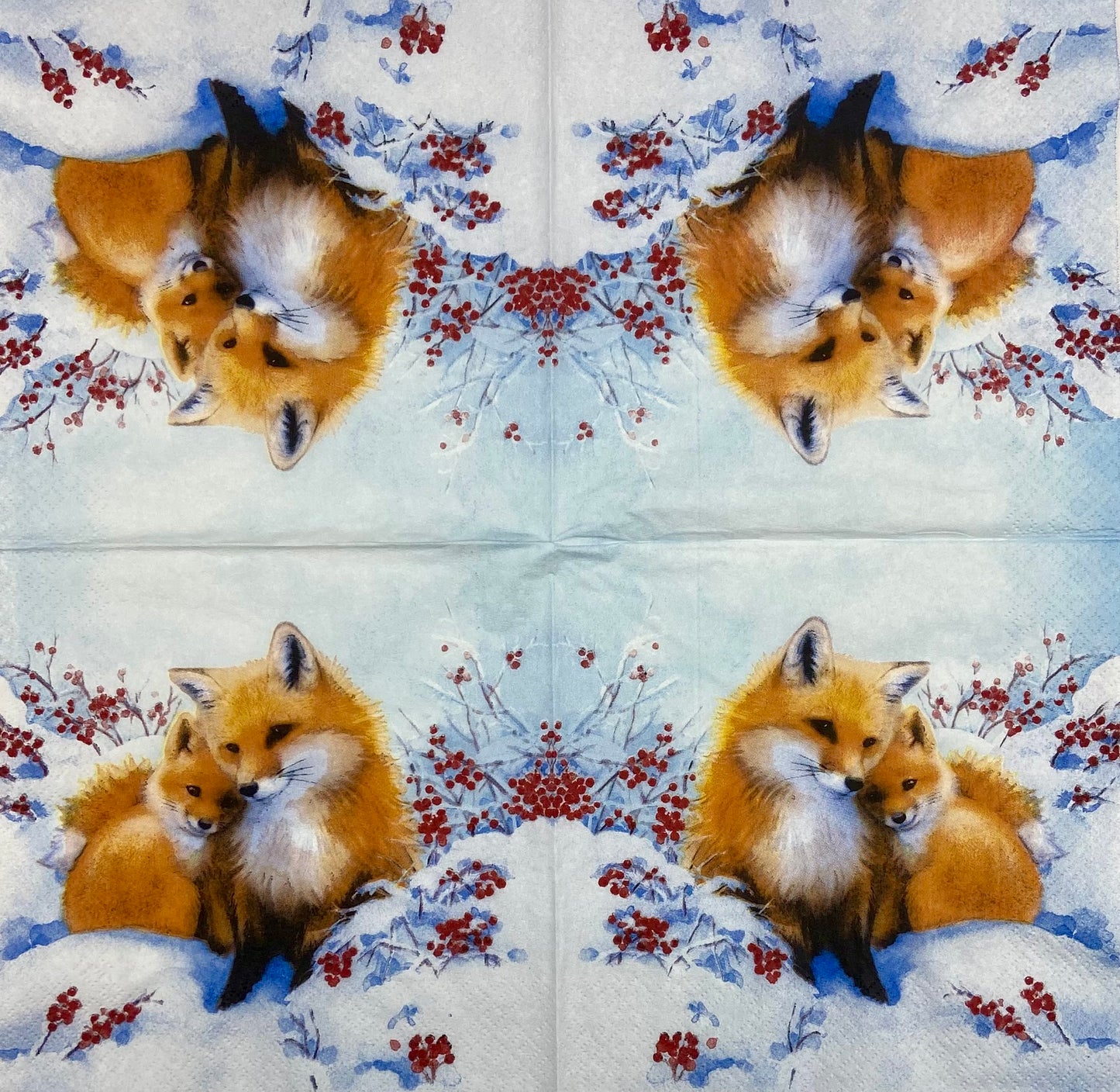 Decoupage Napkins 6.5" (2pcs)- Fox Family