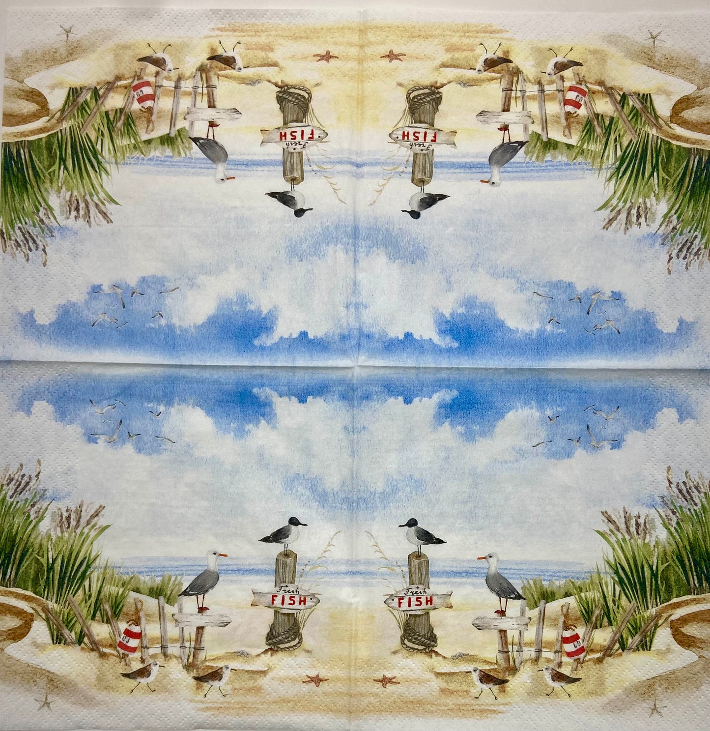Decoupage Napkins 6.5" (2pcs)- Fresh Fish At Coastal Dune