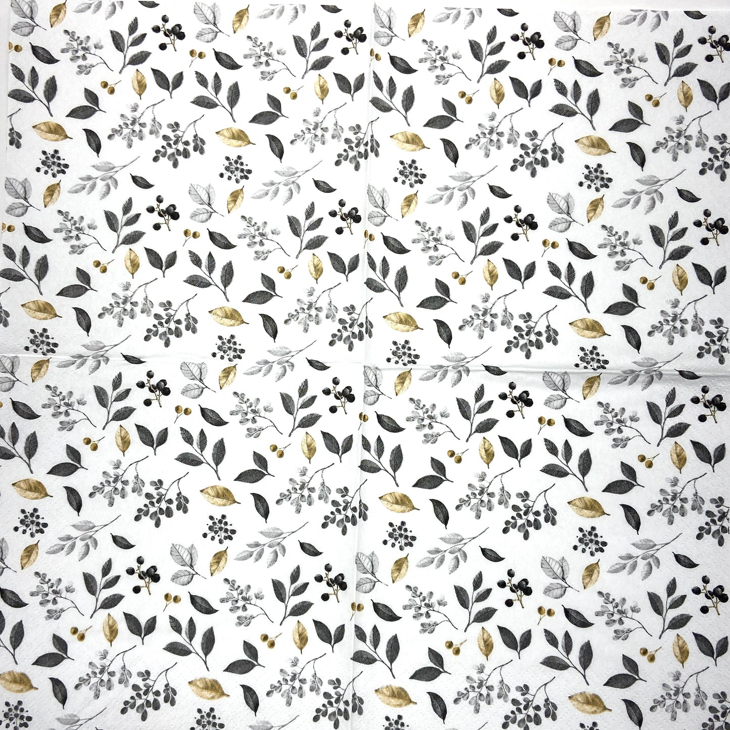 Decoupage Napkins 6.5" (2pcs)- Frosty Leaves BLACK