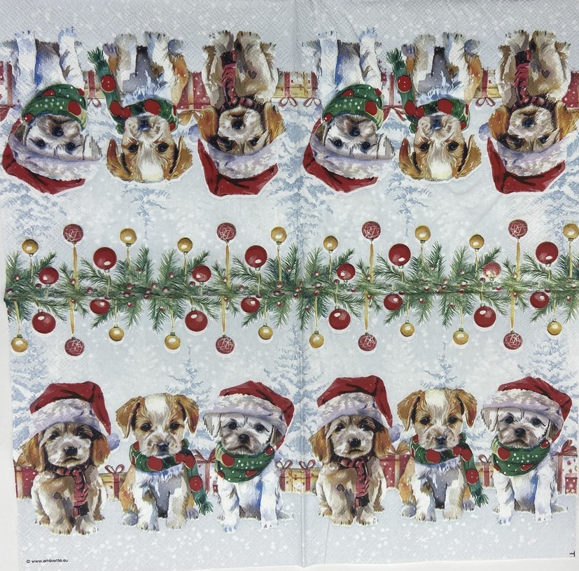 Decoupage Napkins 6.5" (2pcs)- Funny Cute Puppies