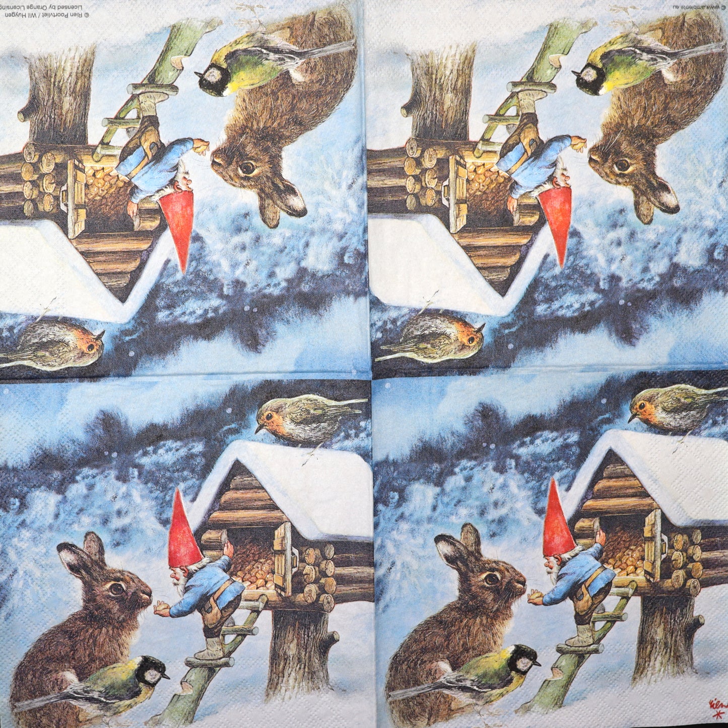 Decoupage Napkins 6.5" (2pcs)- Gnome Feeding Animals