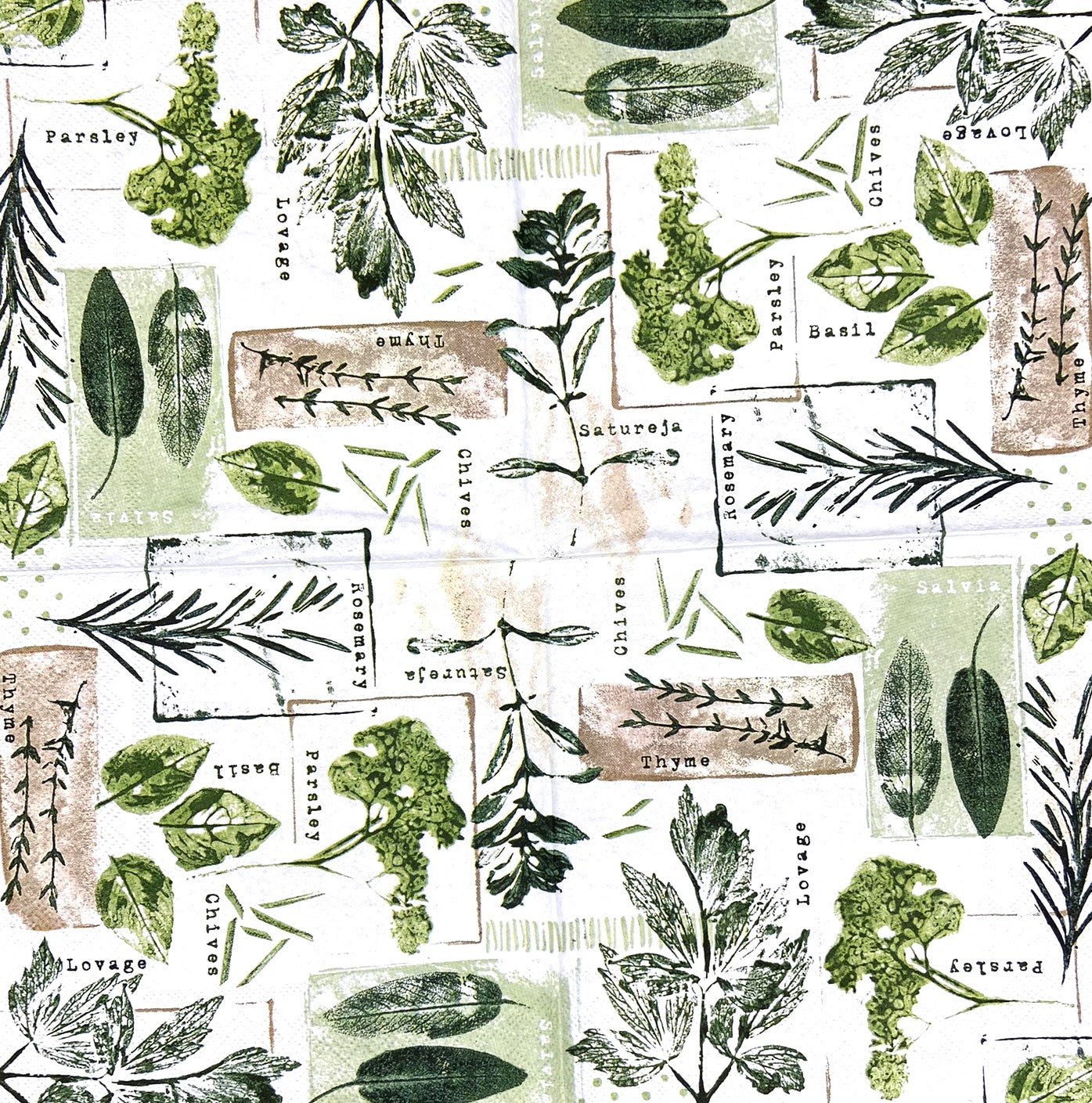 Decoupage Napkins 6.5" (2pcs)- Herb Prints