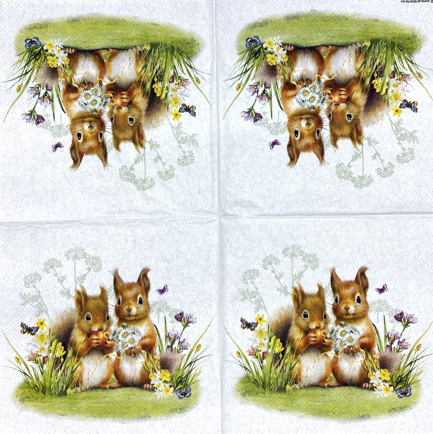 Decoupage Napkins 6.5" (2pcs)- Little Squirrels