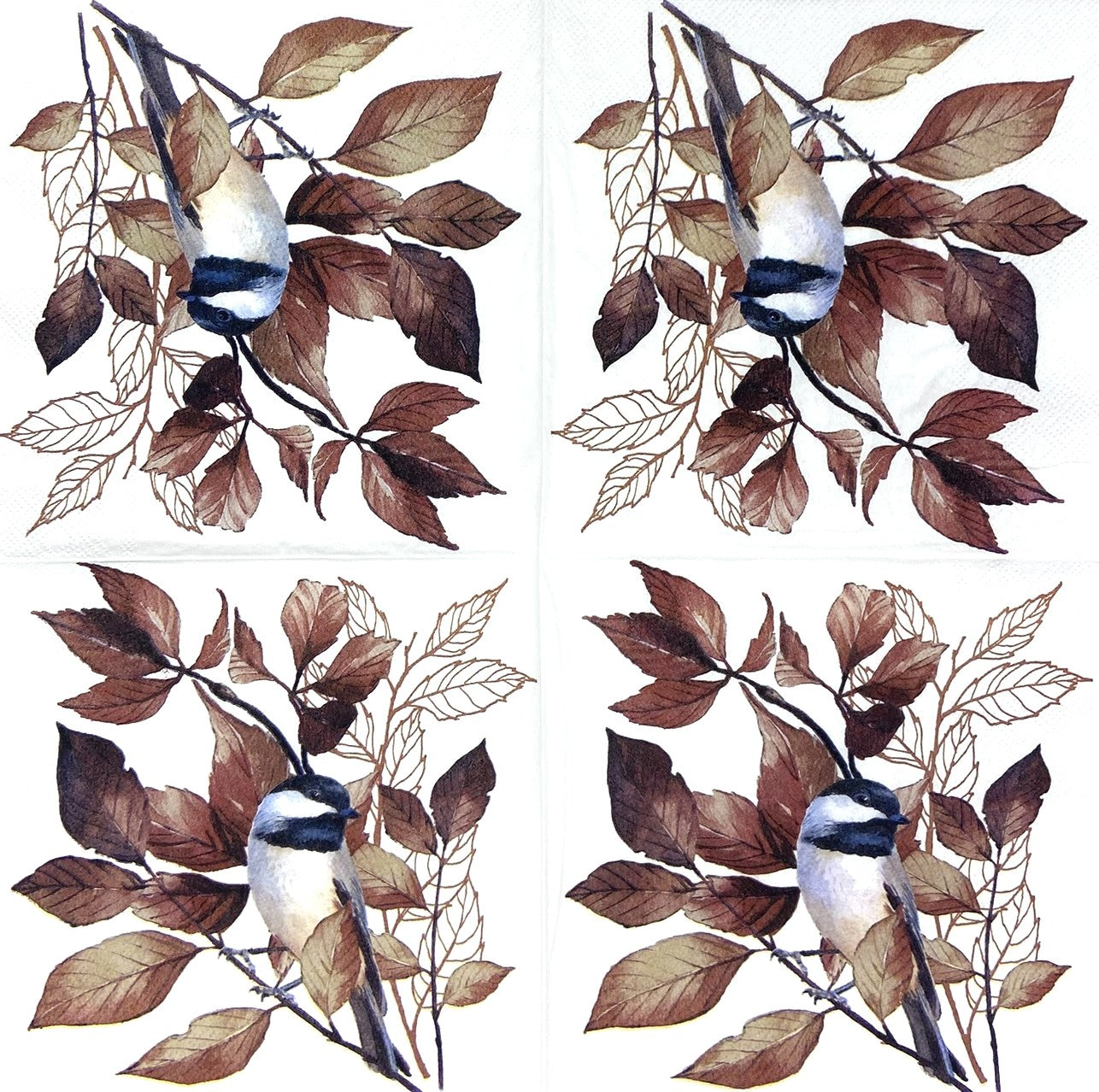 Decoupage Napkins 6.5" (2pcs)- Lovely Chickadee White