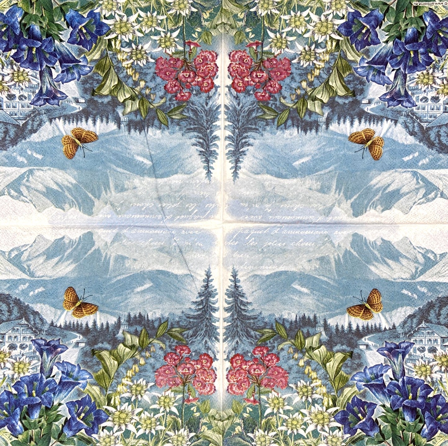 Decoupage Napkins 6.5" (2pcs)- Mountain Flowers