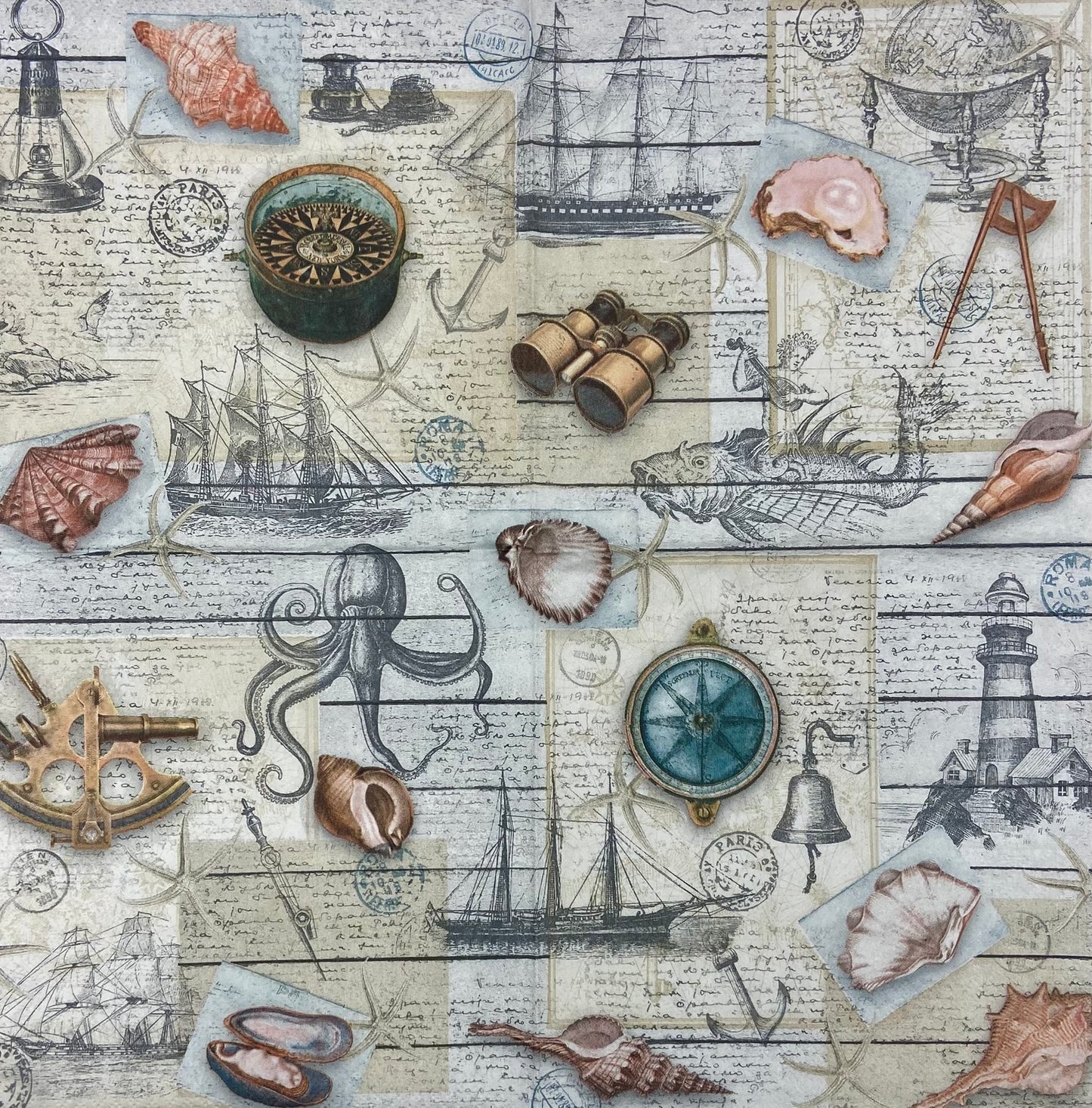 Decoupage Napkins 6.5" (2pcs)- Nautical Feeling
