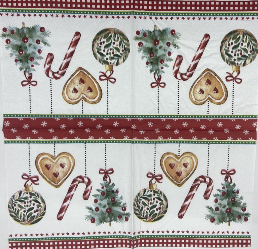 Decoupage Napkins 6.5" (2pcs)- Ornaments on a Cord