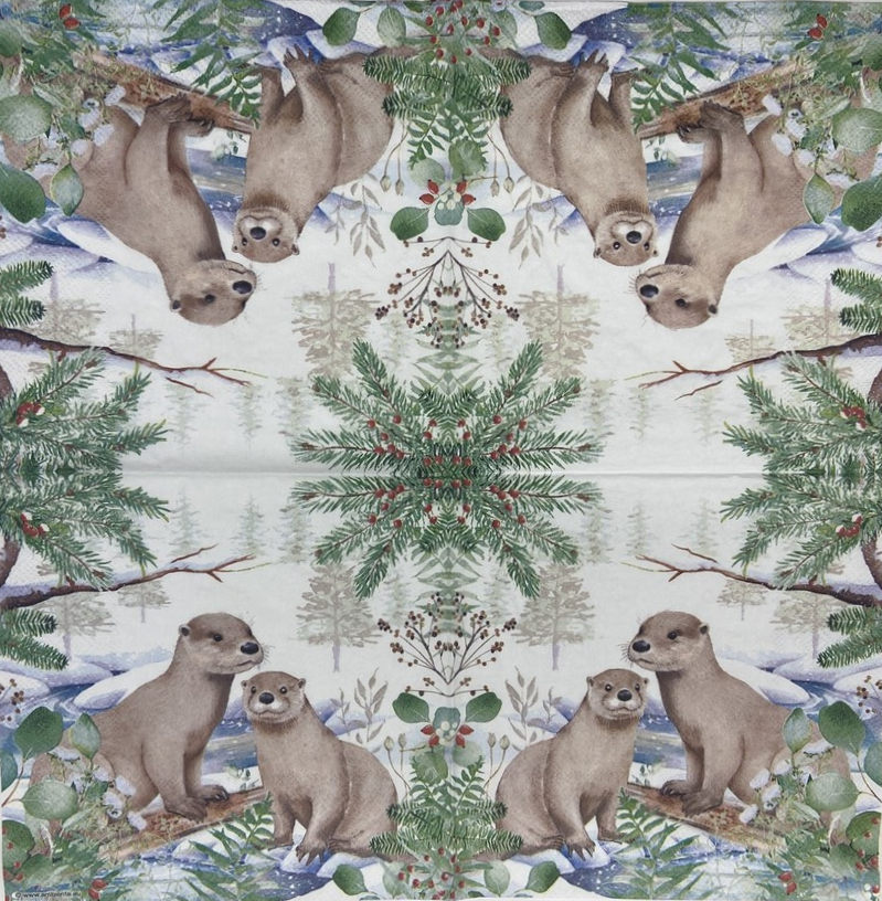 Decoupage Napkins 6.5" (2pcs)- Otter