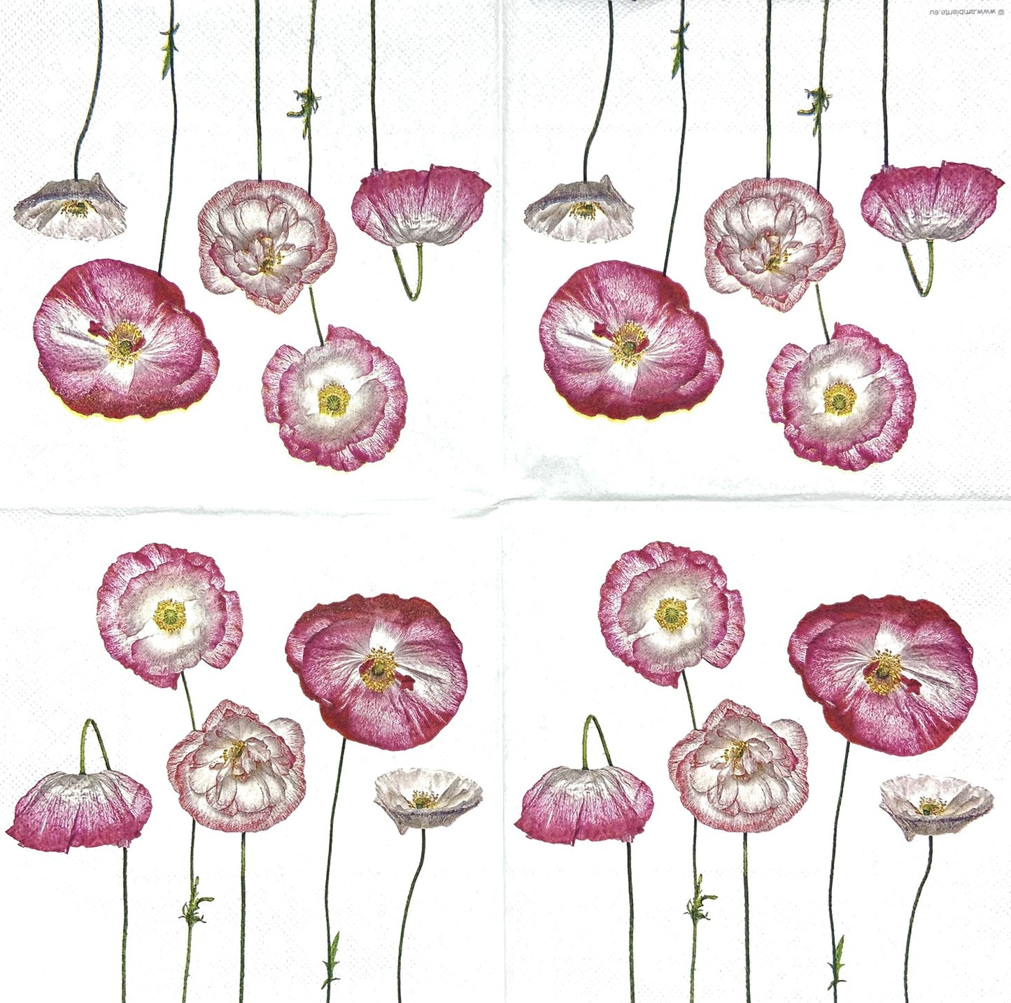 Decoupage Napkins 6.5" (2pcs)- Pale Poppies