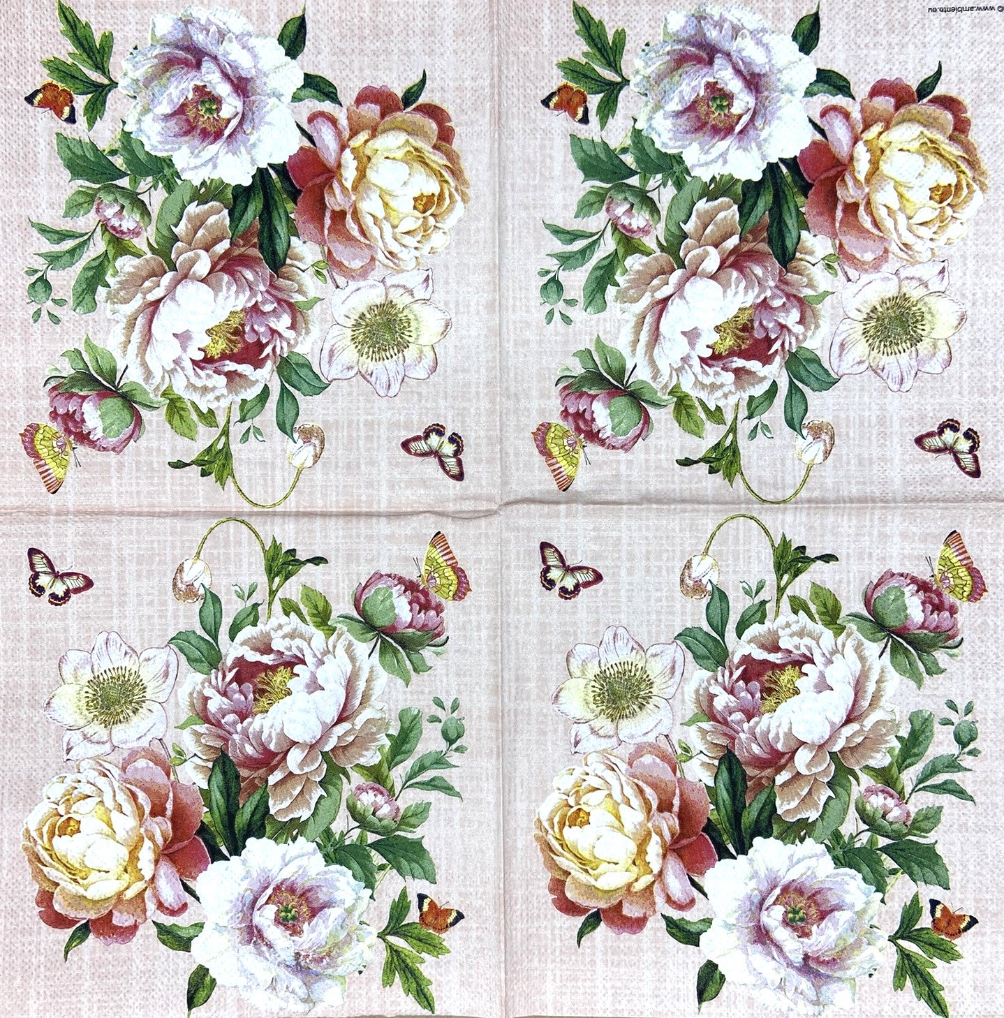 Decoupage Napkins 6.5" (2pcs)- Peony Bouquet