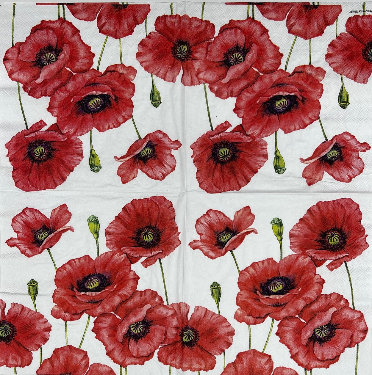 Decoupage Napkins 6.5" (2pcs)- Romantic Poppy