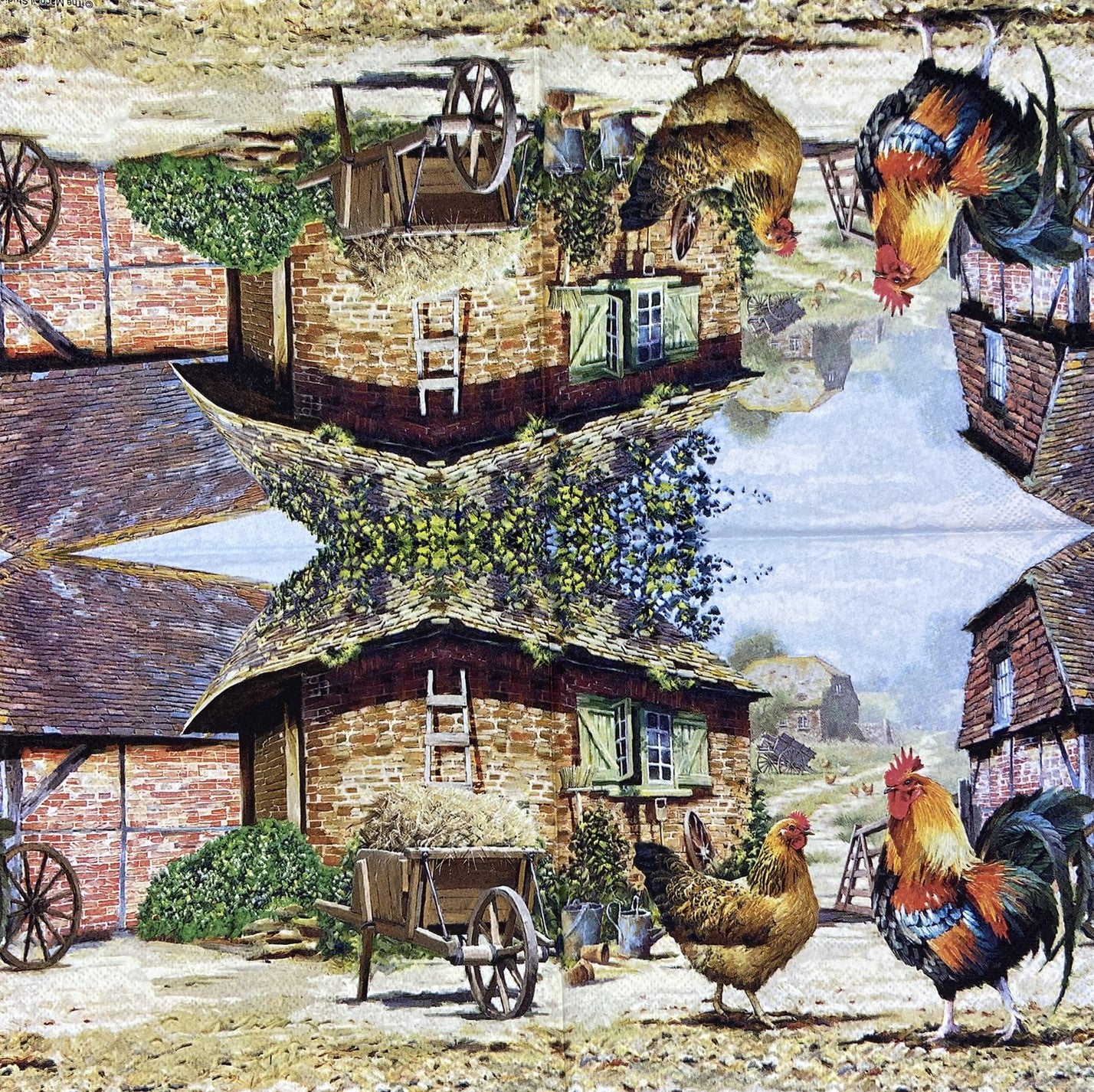 Decoupage Napkins 6.5" (2pcs)- Rooster Ranch