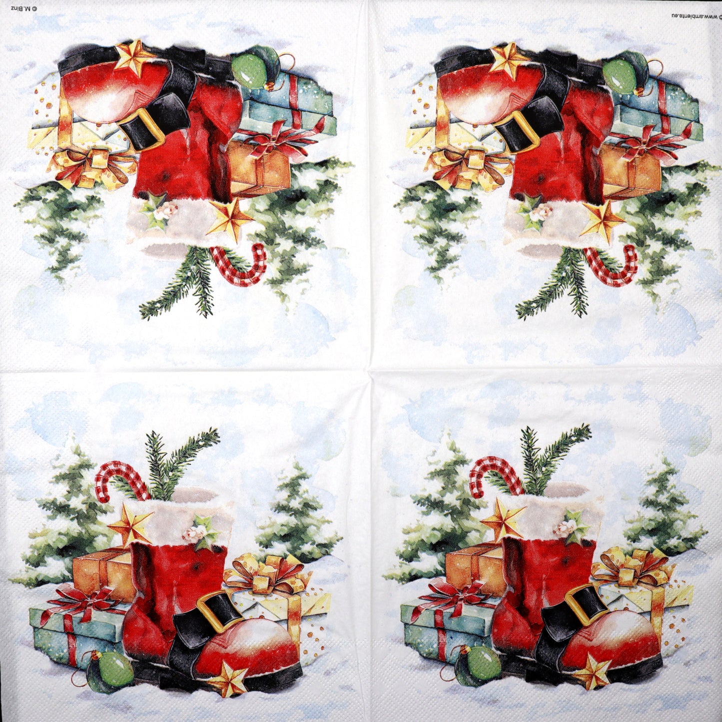 Decoupage Napkins 6.5" (2pcs)- Santa's Boot