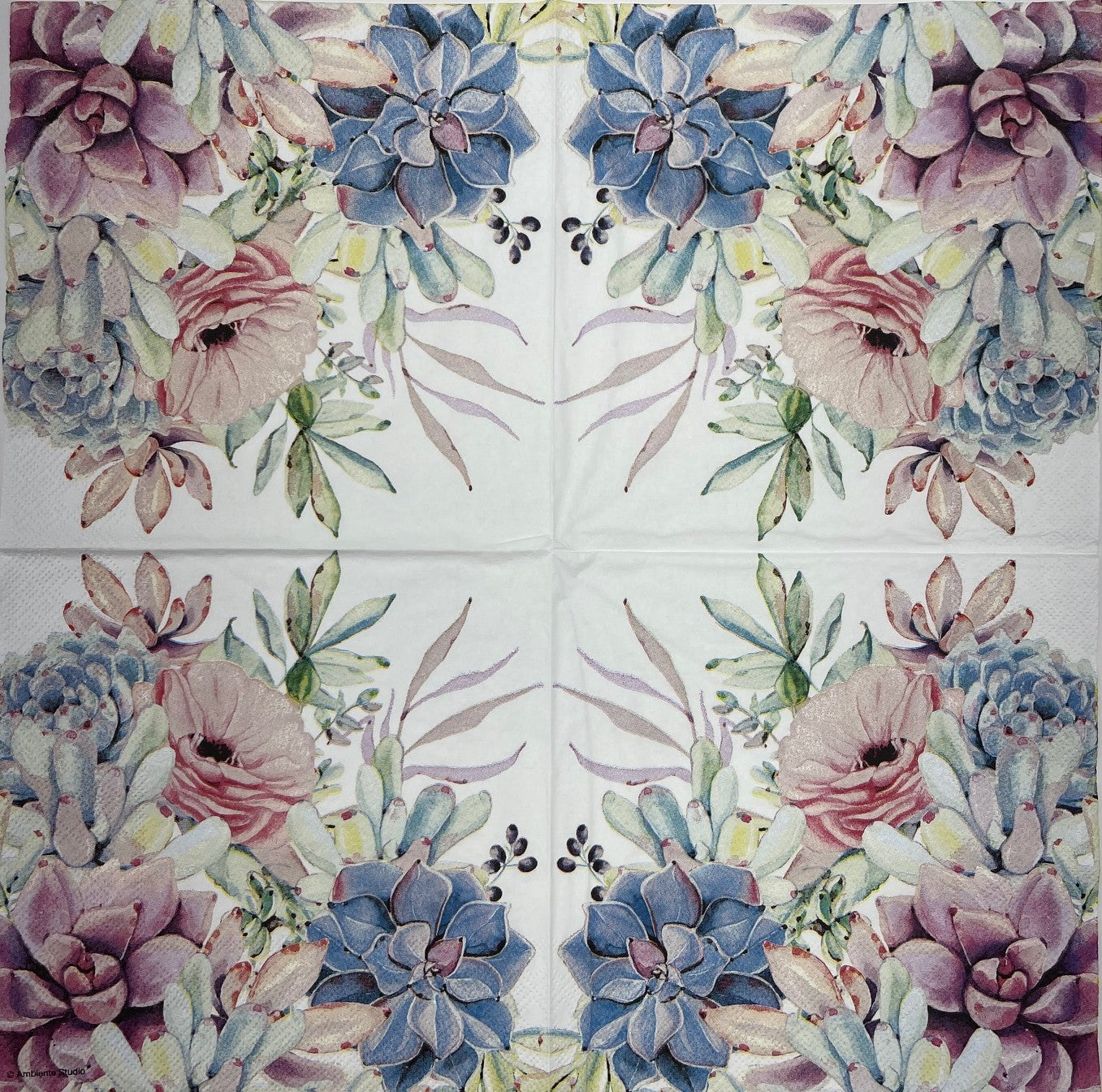 Decoupage Napkins 6.5" (2pcs)- Succulent Love