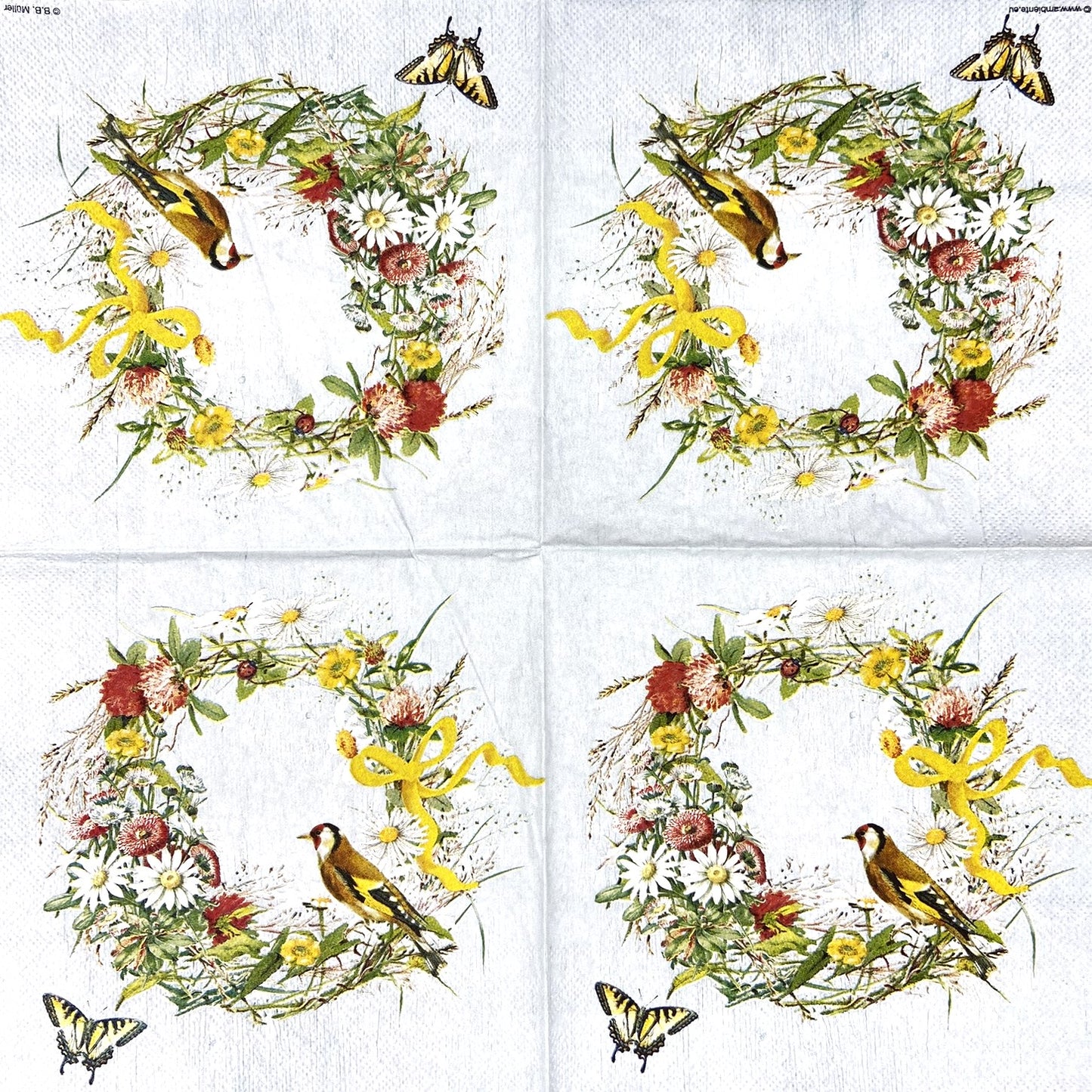 Decoupage Napkins 6.5" (2pcs)- Wreath and Ribbon