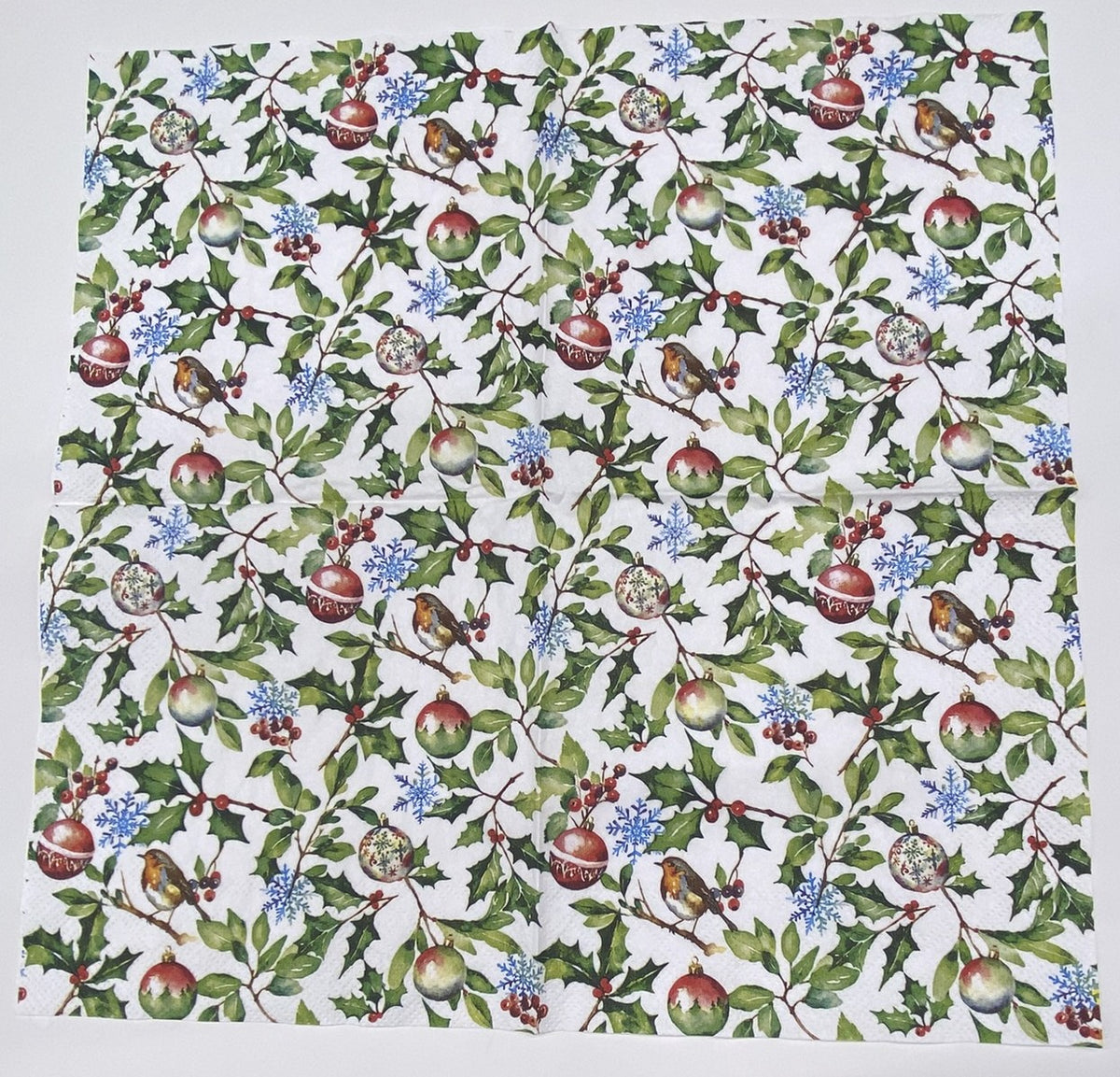 Decoupage Napkins, Lunch 6.5" (2pcs)- Christmas Holly